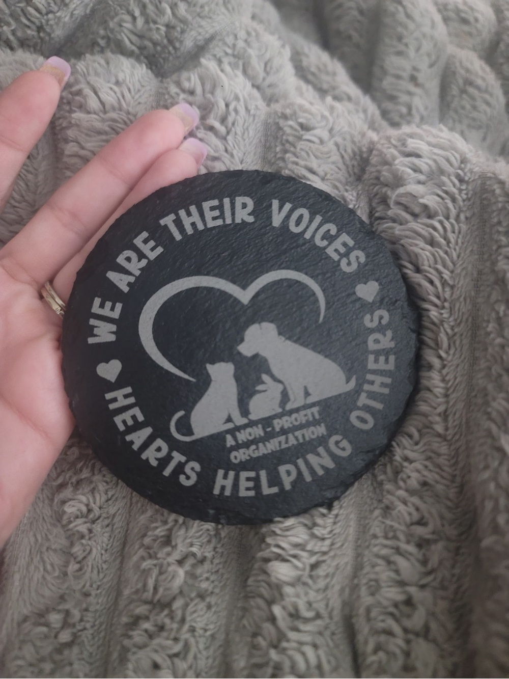 🐾 Be Their Voices Engraved Slate Coaster Limited Quantity - Picture 4 of 5